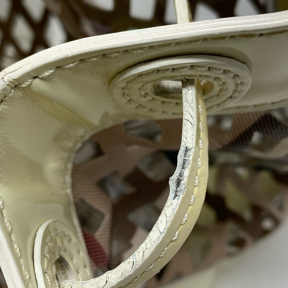 Burberry Patent Leather Clear Check Bucket Bag